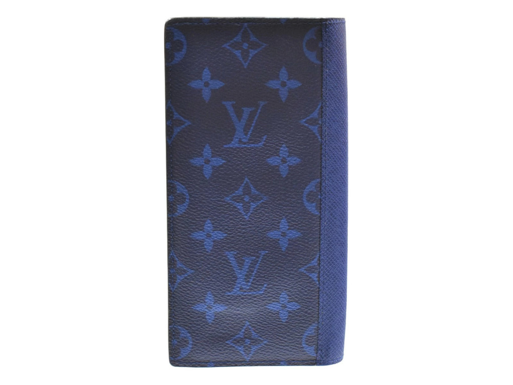 Louis Vuitton Portefeuille Canvas Taigarama Monogram Brazza Taiga Leather Blue